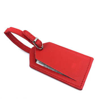 Trixi Gronau Carrys,leather luggage tag, red, front