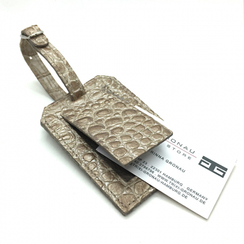 Trixi Gronau, Carry, luggage tag, leather metal gold, detail