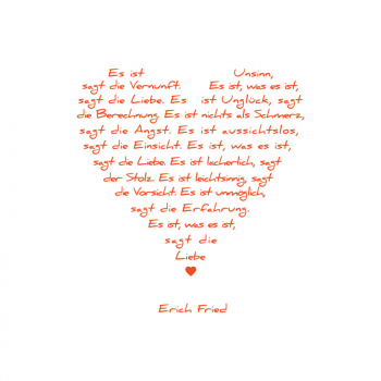 Painting on canvas white love poem, print orange