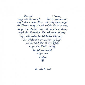 Painting on canvas white love poem, print blue