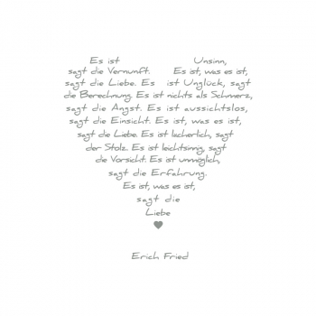 Painting on canvas white love poem, print grey, sideview