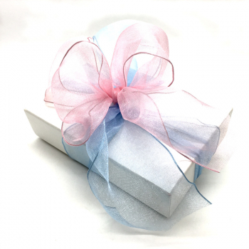 Gift ribbon transparent organza lightblue, with woven edge, style