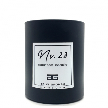 Trixi Gronau Scented Candle No. 23 Lily & Cotton, musk, vanilla, amber, black glas, front