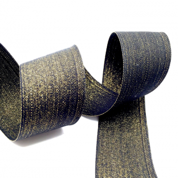 Geschenkband, Band, Cotton-Lurex, schwarz gold, 40 mm, detail