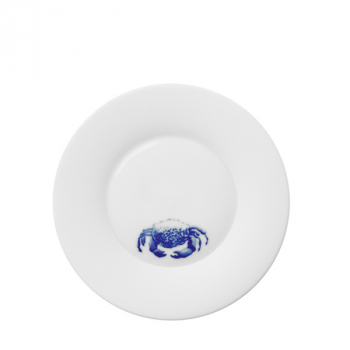 Plate, small, Ocean, white, with blue crab,Hering Berlin