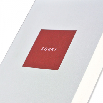 Sorry card, A5, white, print pink and bordeaux, Detail