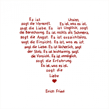 Painting on canvas white love poem, print red