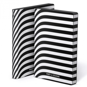Nuuna, Notizbuch, Flex-Cover aus recyceltem Leder Seiten minidots, schwarz und weiss, Pret a ecrire Motiv