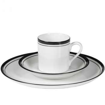 Espresso Cup, Porcelain white and black, Reichenbach, with small plate