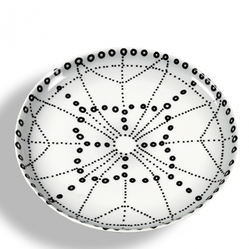 Porcelain dish, Reichenbach, Medina, black & white, dots, Ø 260 cm