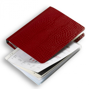 Sisi, A4 folder, with clear pockets, croco pattern red