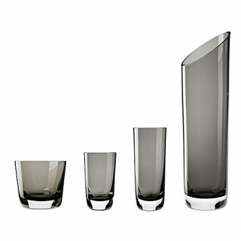 Water carafe, crystal glass, smoked, Hering Berlin