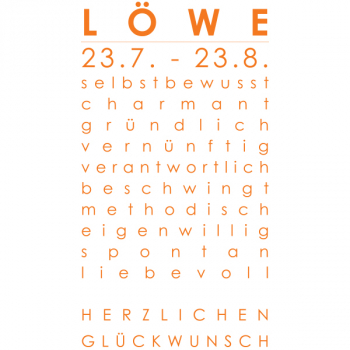 Leo Zodiac Greeting Card,print orange, Detail