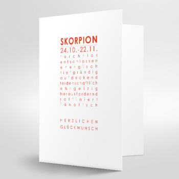 SCORPION Zodiac Greeting Card,print red