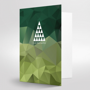 Trixi Gronau Polygon smastree in green printing,  Christmas Card,Detail