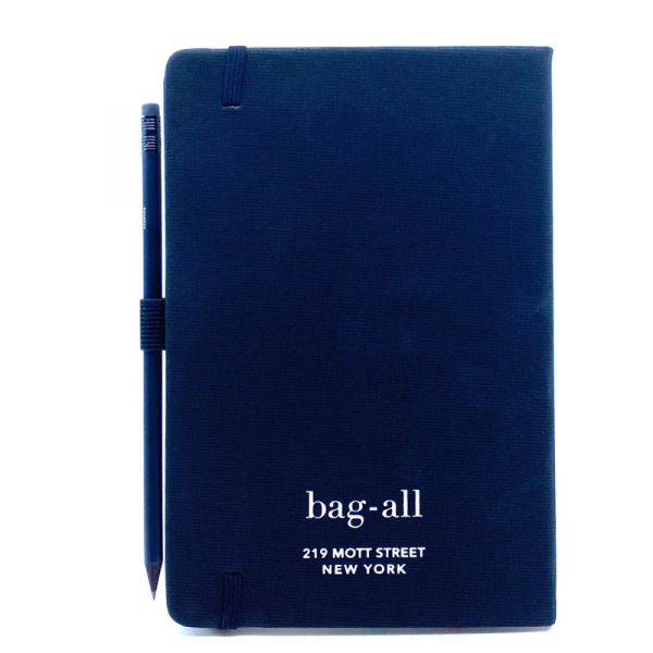 Bag All, Notebook A5, black, elastic band, print my notebook white, back