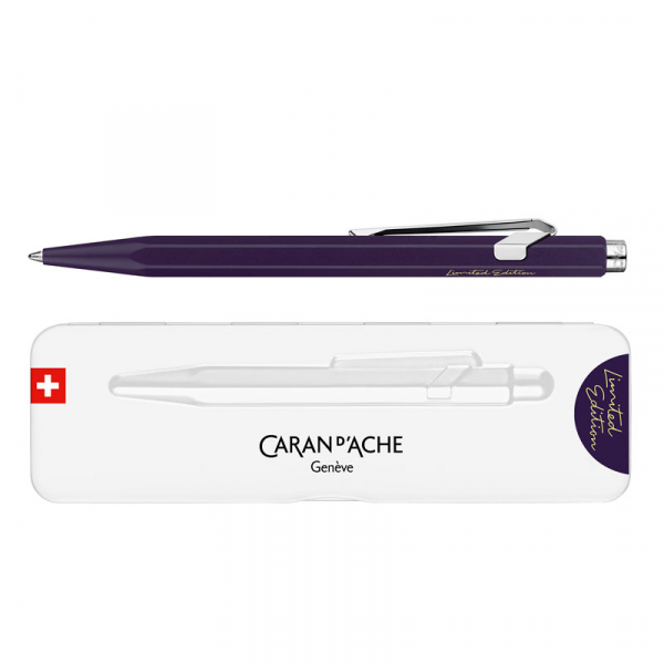 Caran d'Ache ballpoint pen, dark purple with slim box