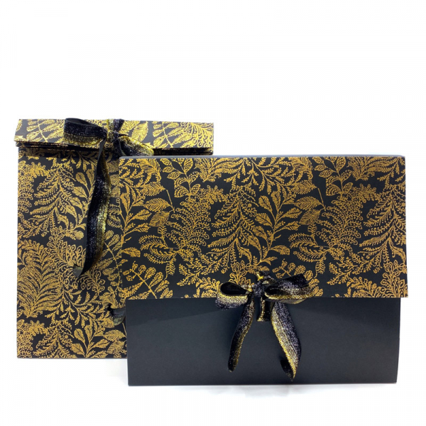 Faltschachgtel Golden Garden schwarz mit Motiv Druck gold, style