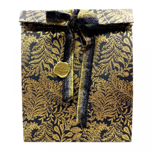 Folding Box golden Garden Black print Gold, back