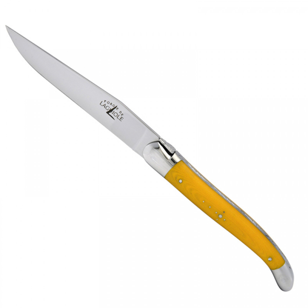 Forge de Laguiole steak knife, cimpressed fabrik dishwasher safe, set 9 colours, yellow