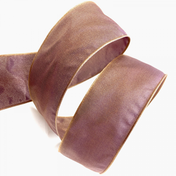 Gift ribbon, Change, 2tone aubergine-brown, 38 mm