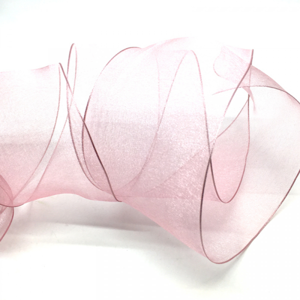 Geschenkband Organza transparent in rosa und Webkante