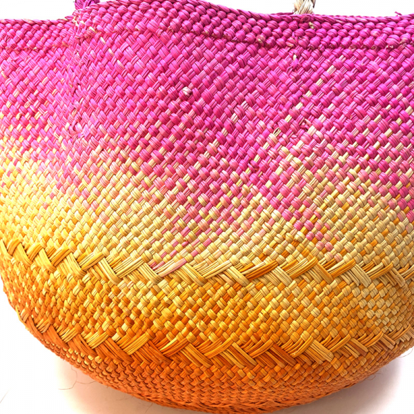 Guanabana Tote Canasto Bag S, Iraca, pink-orange-beige, detail