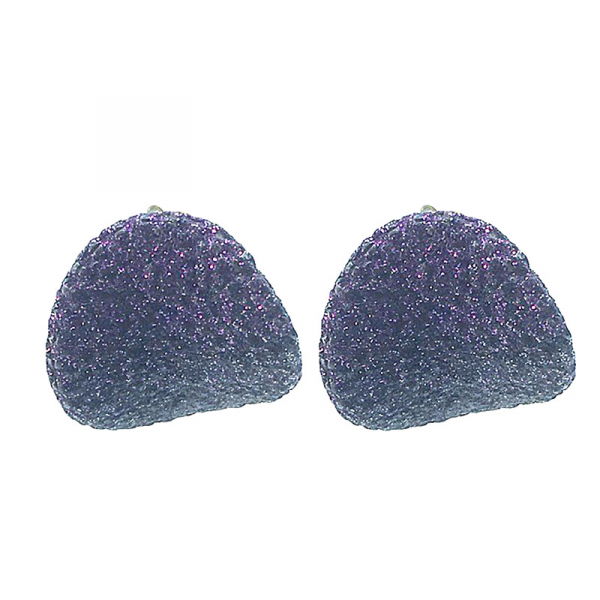 KMO, earrings, Daniela, silver powder, glitter, purple-black