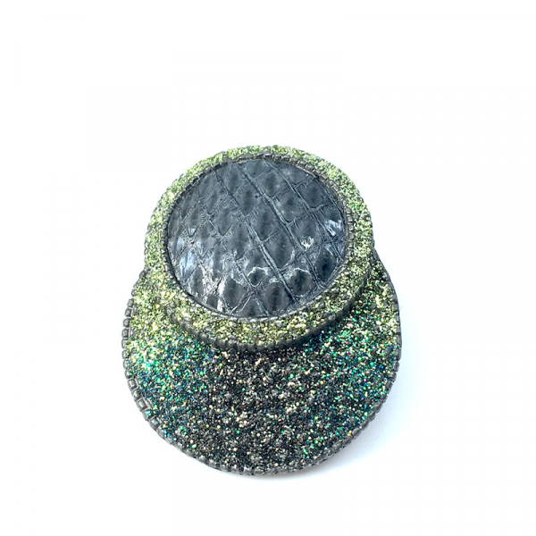 KMO Earclips Cami Snakeskin leather green, accent camelite green