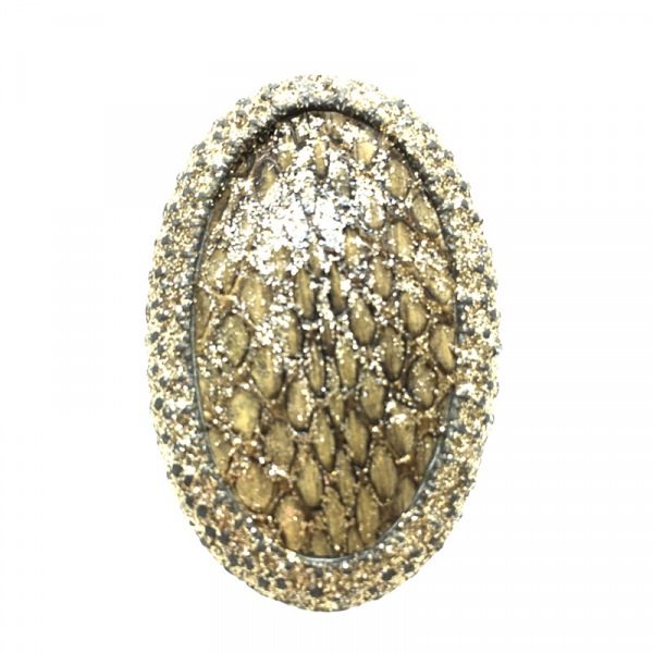 Kmo ring Nika, Glitter gold, Schlangenleder natur, top