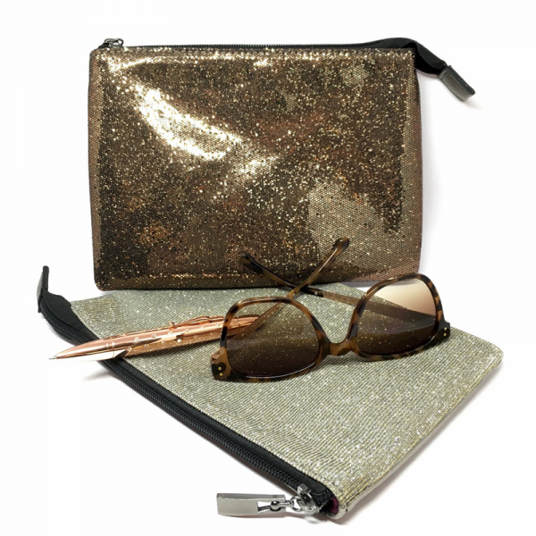 Nurage, Zip-Clutch Glitter bronze style