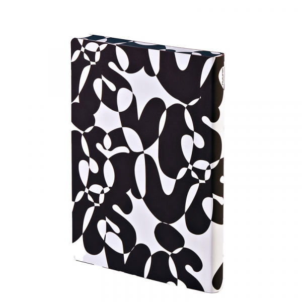 Nuuna, Notizbuch,Flex-Cover aus recyceltem Leder Seiten Punktraster,schwarz und weiss, bedruckt VIS A VIS