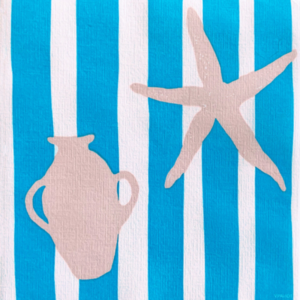 Paviot, Napkin, transat bleu, deckchair, blue, beach party