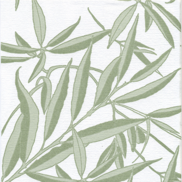 Paviot, Napkin, Natural Garden printed with leaves in green