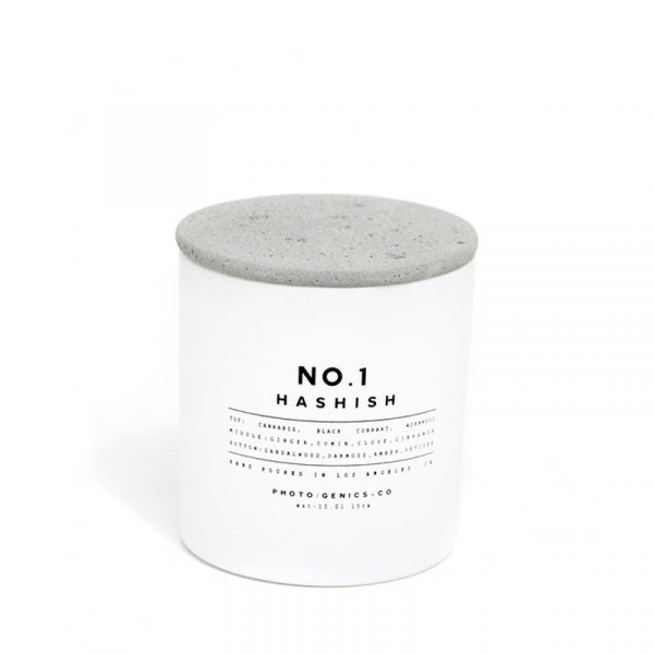 Photo Genics, scented candle, glass hashish fragrance no1