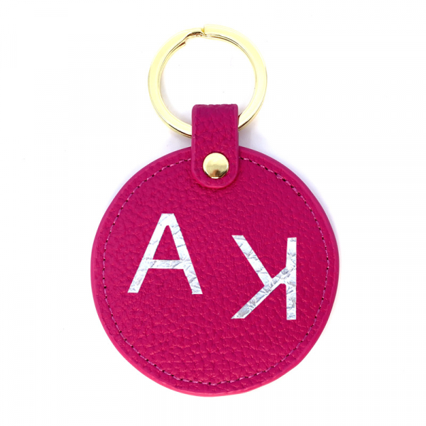 Trixi Gronau leather key fob Sonny beige pink, hotfoil stamping silver