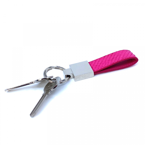 Trixi Gronau, key chain, Titus, snake leather,  pink, side