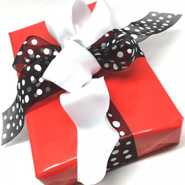 Ribbon dotty black with white dots, style