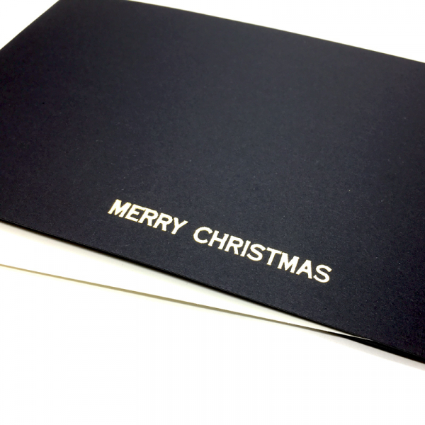 Trixi Gronau Christmas Card, Merry Christmas, Hot Foil Printing gold, landscape A5, detaill