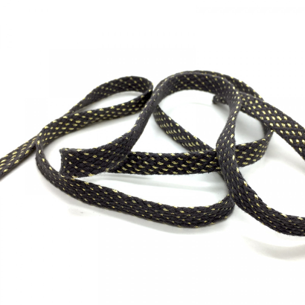 ribbon, glint, darkgrey, goldenen accents, 10 mm, without wire edge, details