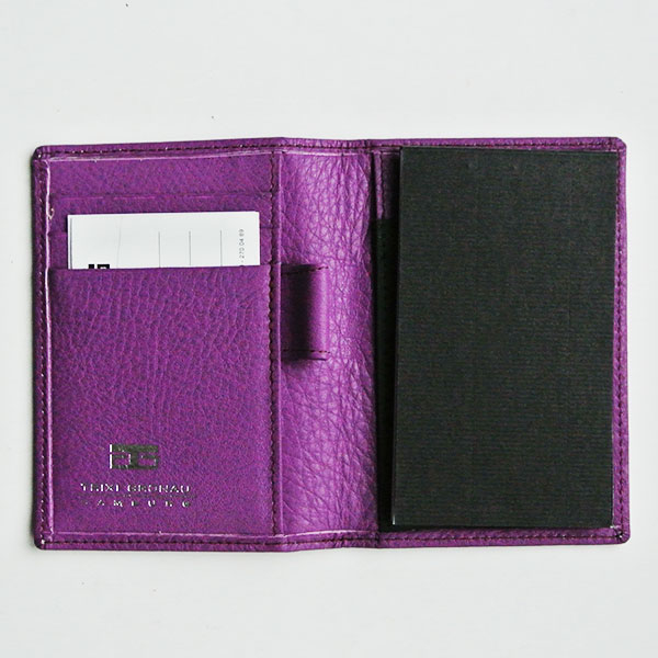 Garcia, note pad case with pen holder,leather fuchsia, Inside