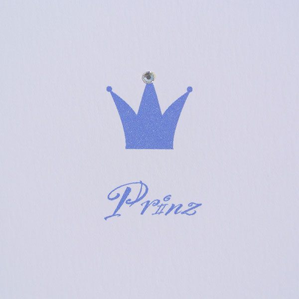 Trixi Gronau Prinz Babycard Swarovski Elements blue Color Offset Printing blau detail Crown