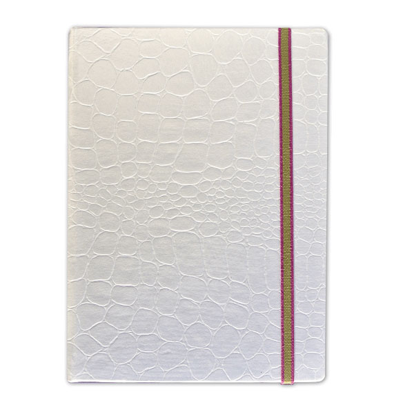 white Notebook, Skivertex bound, Diary with rubber band, Trixi Gronau