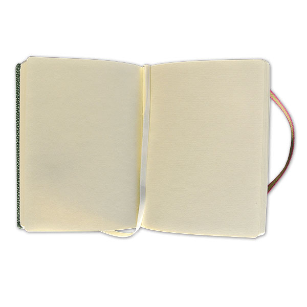 white Notebook, Skivertex bound, Diary with rubber band, Trixi Gronau, detail