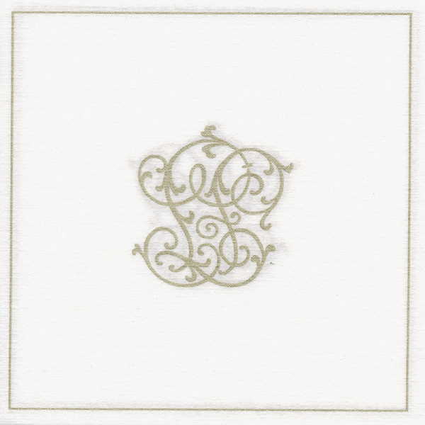 Paviot white napkin printed with gold letters