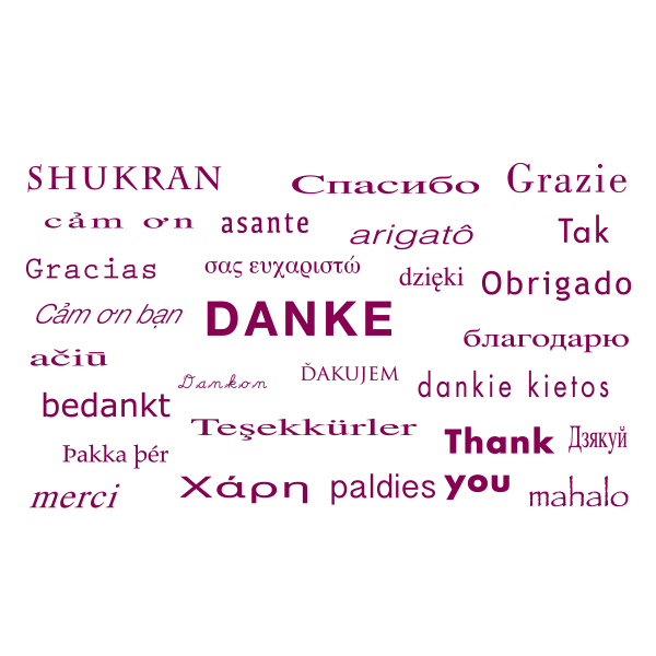 Trixi Gronau THANK YOU Card B6 multilingual Color Offset Printing aubergine, Detail