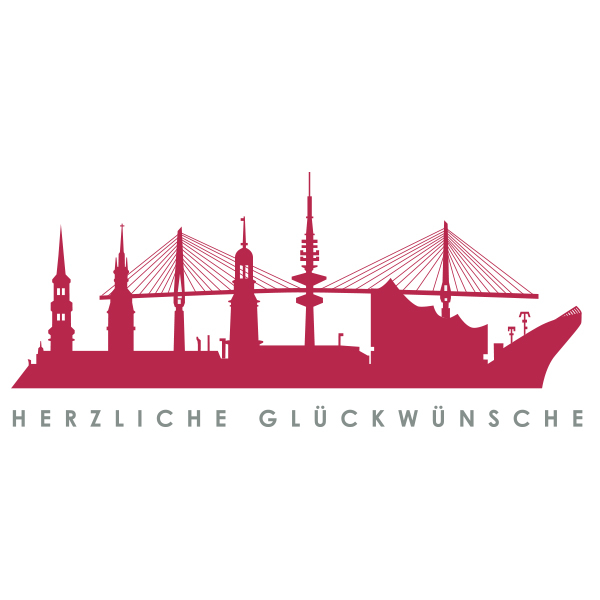 Glückwunschkarte weiss Skyline Hamburg,Trixi Gronau, Motiv