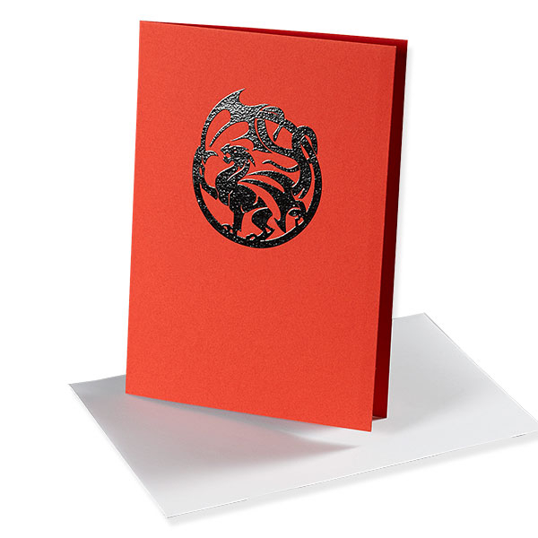 Birthday card red pressure relief Dragon black Trixi Gronau