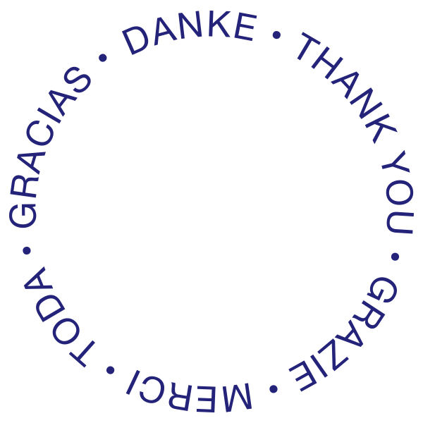 Trixi Gronau THANK YOU ROUND Card B6 multilingual Color Offset Printing blue, Detail