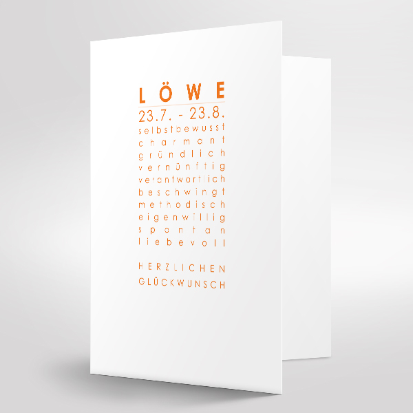 Leo Zodiac Greeting Card,print orange